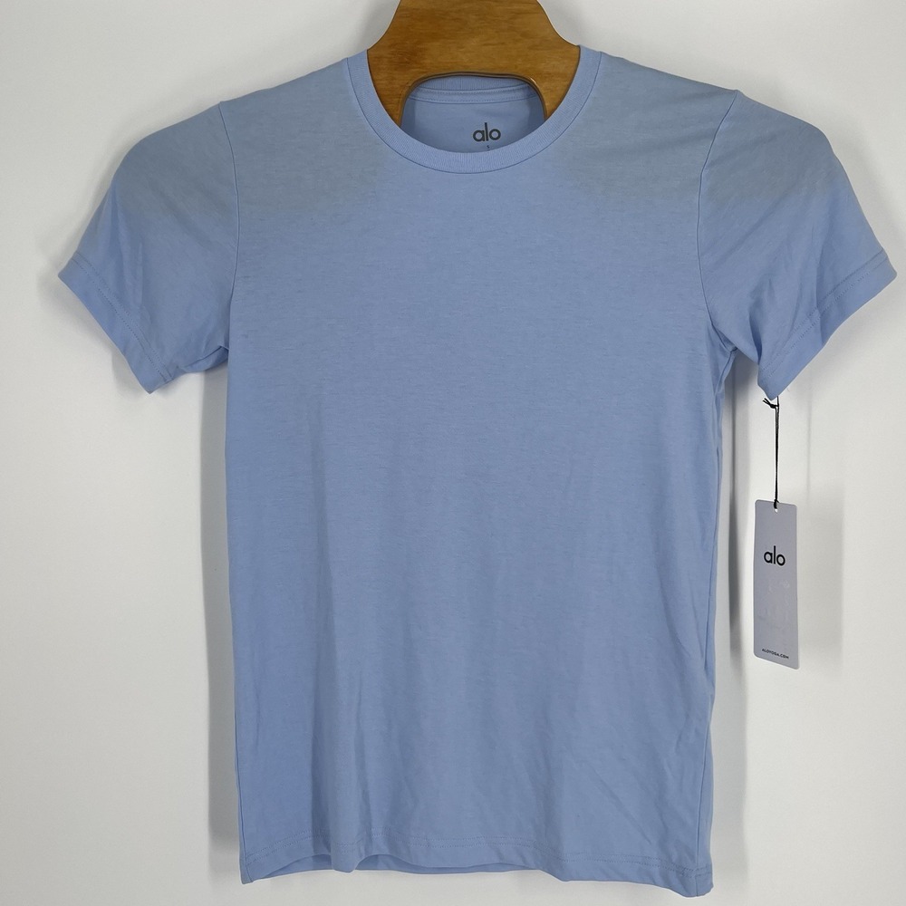 Alo T-Shirt Man The Triumph Crew Light Calm Blue Short Sleeve New‎ Size S
